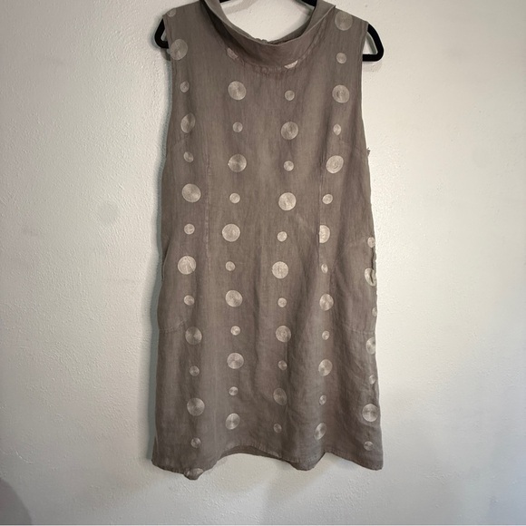 Lina Tomei Gray Linen Mini Dress with Chic Style. Sz XL. Made in Italy. - Picture 1 of 9